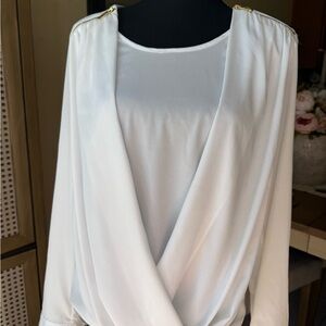 Elegant White Draped Blouse